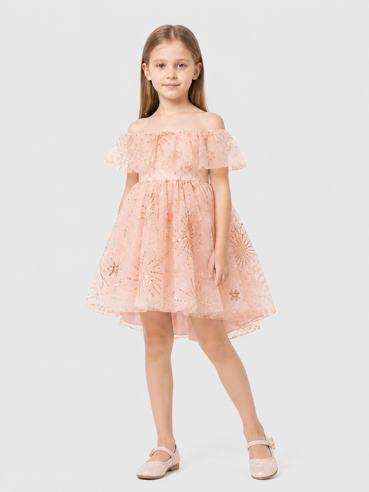 Girls' Formal Dress with Sequins, Tulle, and Train Costume Dresses detail