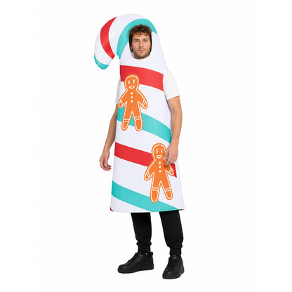 Carnival Candy Cane Jumpsuit with Hood Costume Accessories detail
