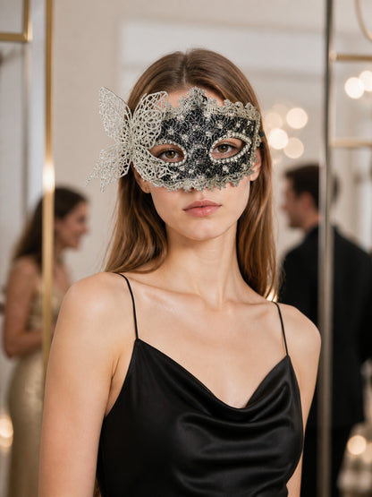 Multicolored Sequin Carnival Mask for Halloween