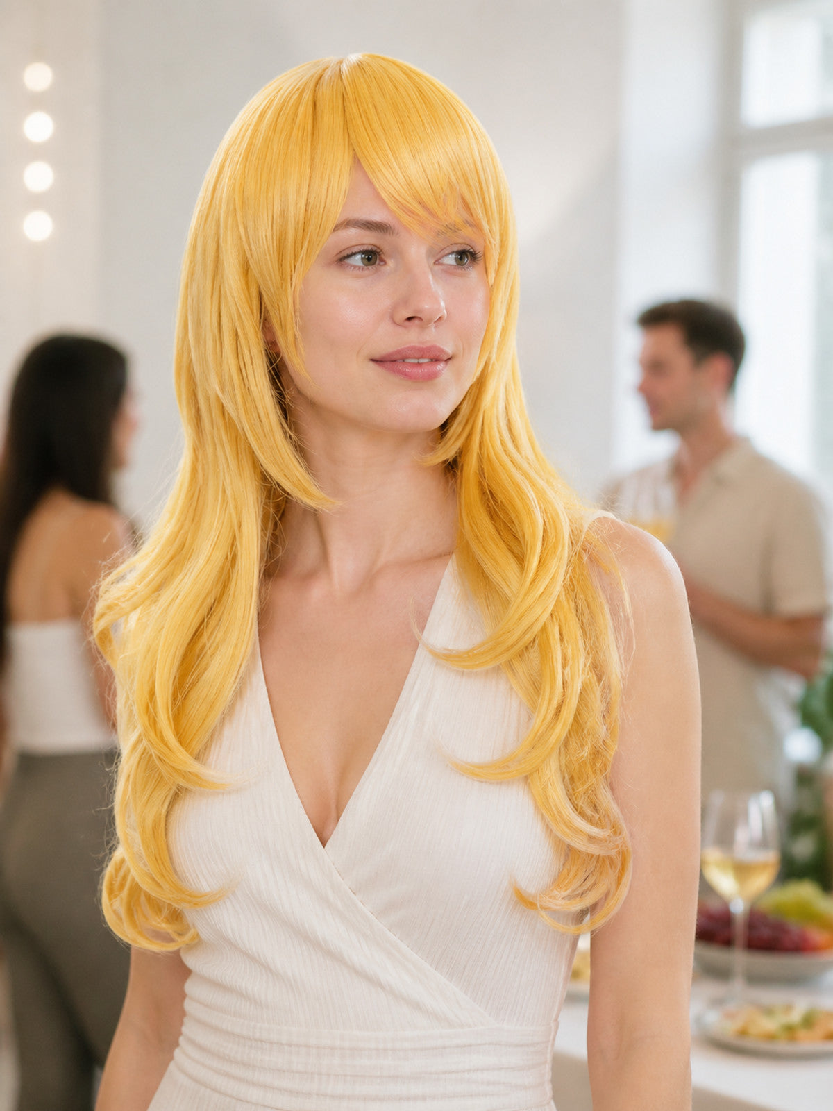 Golden Carnival Wig for Halloween and Cosplay lifestyle view