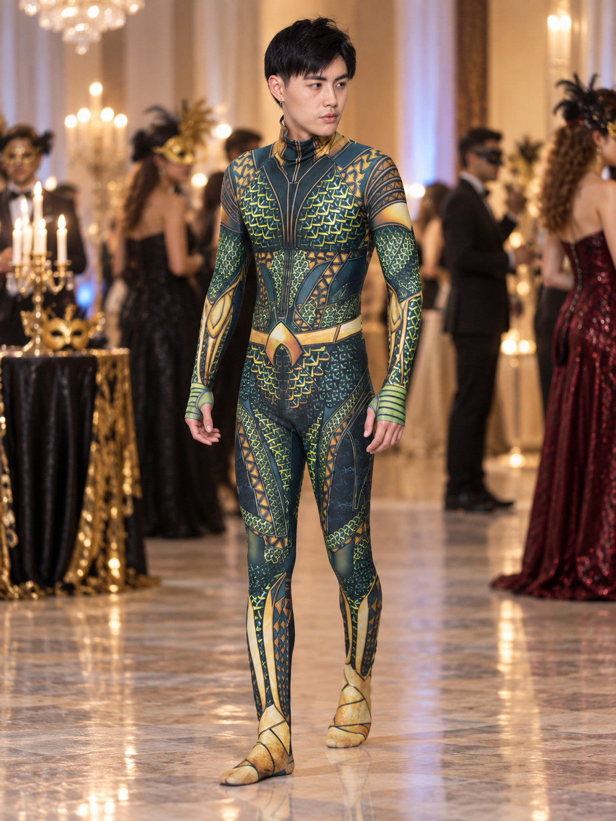 Jumpsuit Costume with High Collar and Pattern lifestyle view