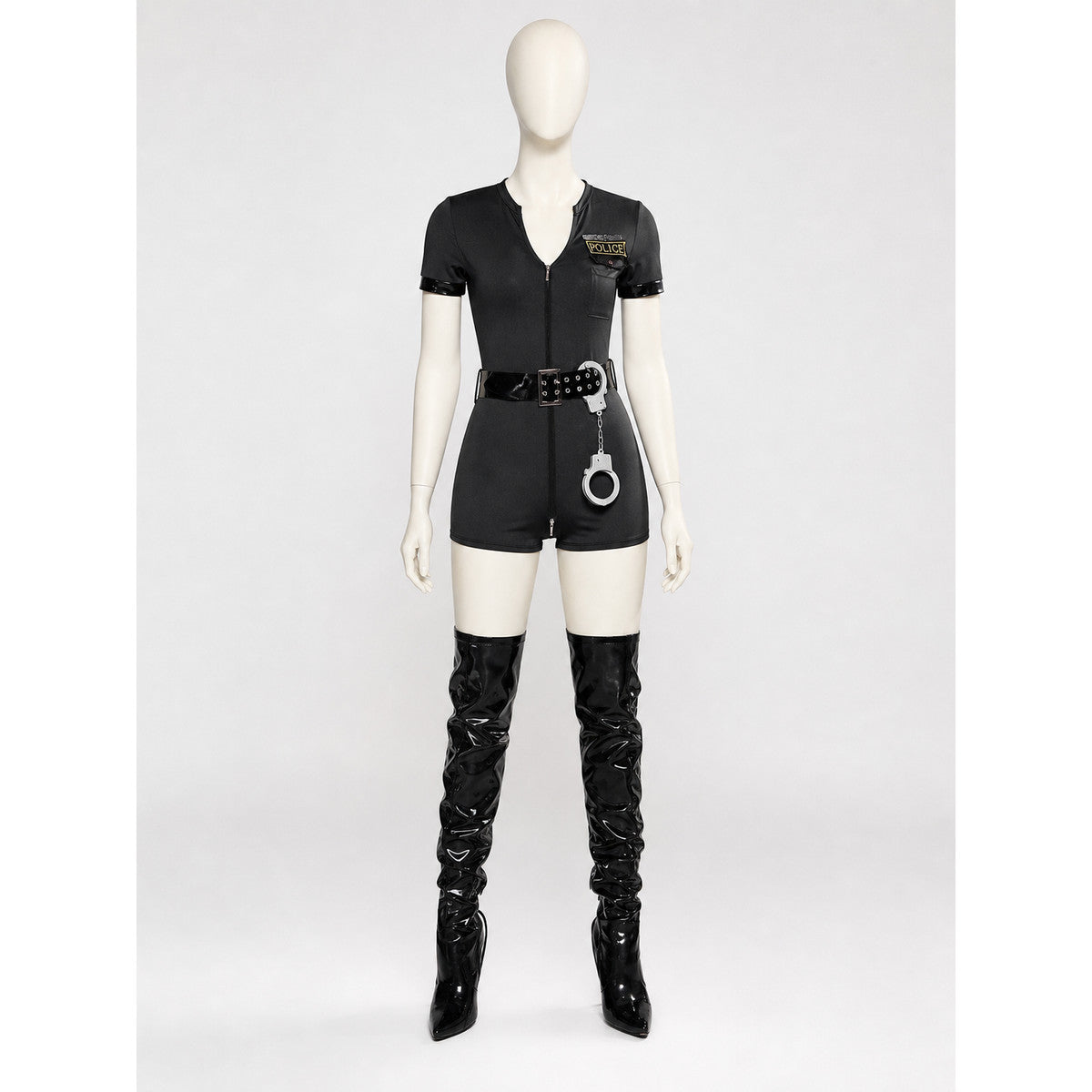 Police costume with belt and “Police” lettering for cosplay