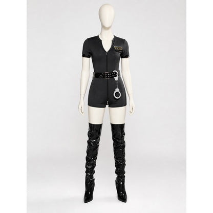 Police costume with belt and “Police” lettering for cosplay