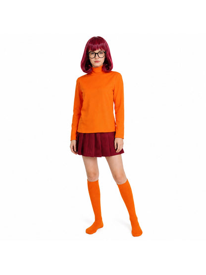 Velma Cosplay Costume: Skirt, Knee-High Socks, Wig, and Glasses Costume Wigs detail