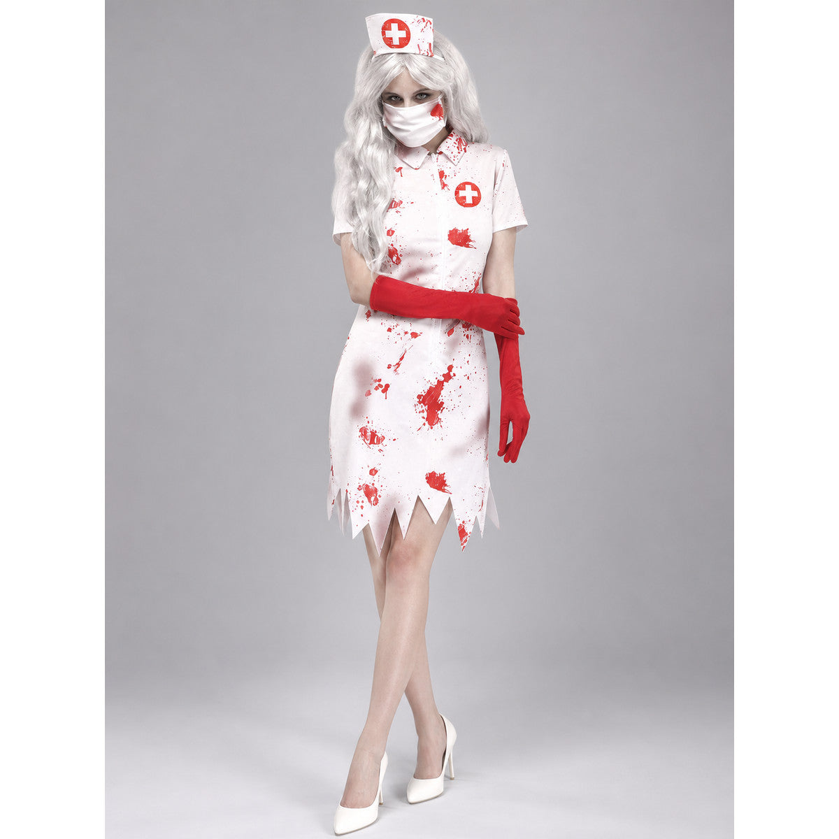 Zombie Nurse Costume with Bloody Marks