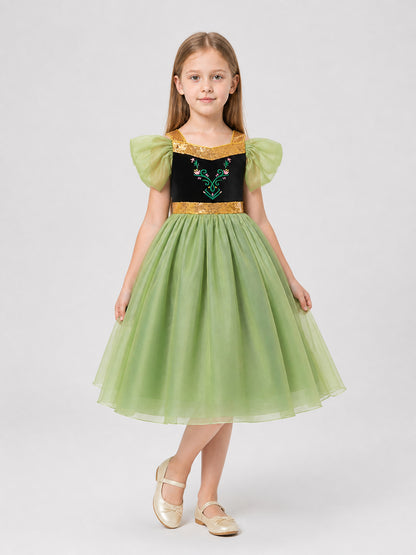 Green Princess Dress for Girls with a Tulle Skirt Costume Dresses detail