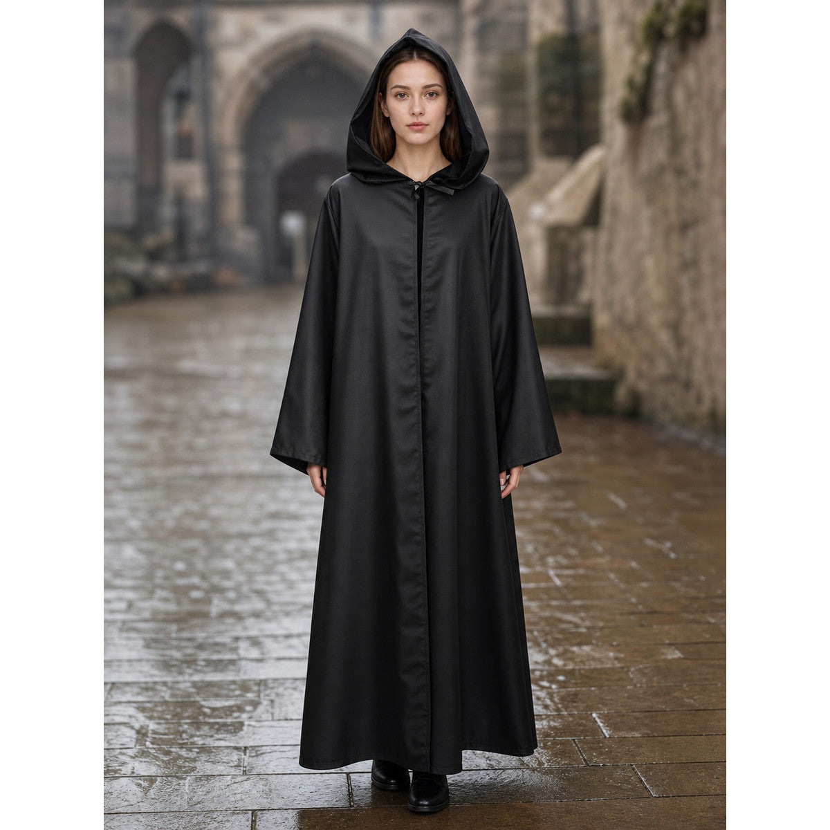 Hooded Cloak with Wide Sleeves lifestyle