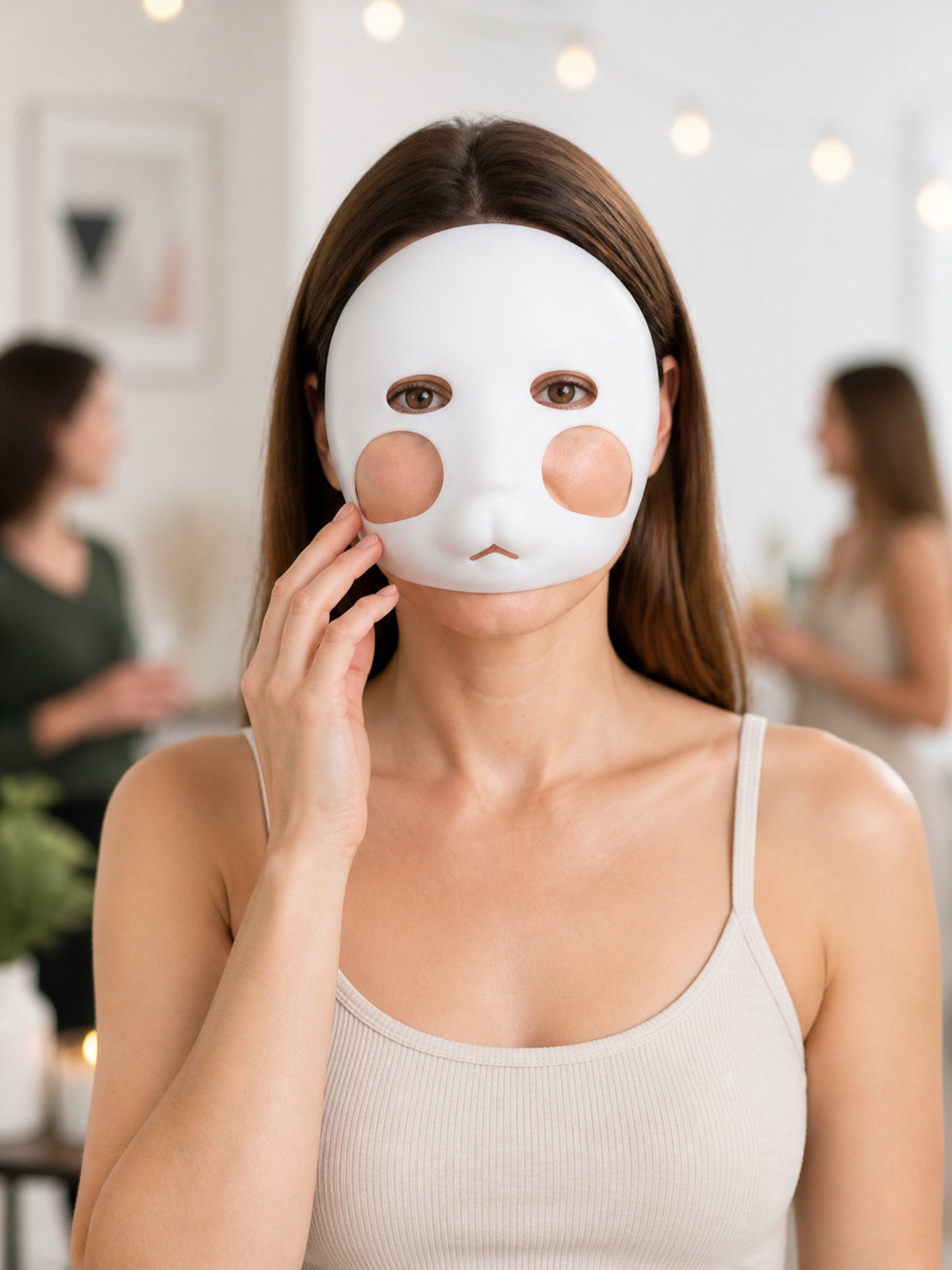 White Carnival Mask for Halloween and Cosplay lifestyle view