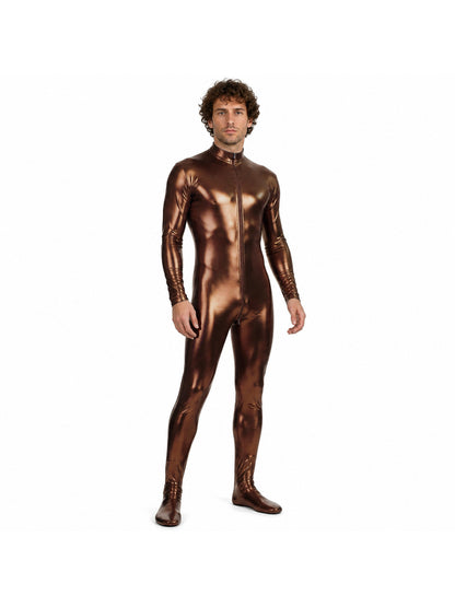 Patent-Finish Form-Fitting Jumpsuit with Zipper product detail