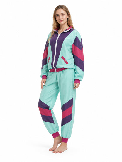 Retro Tracksuit with Purple and Pink Inserts
