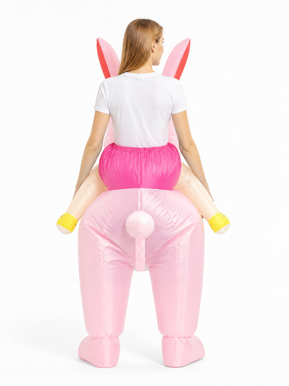 Inflatable Bunny Costume, Pink, One Size back view