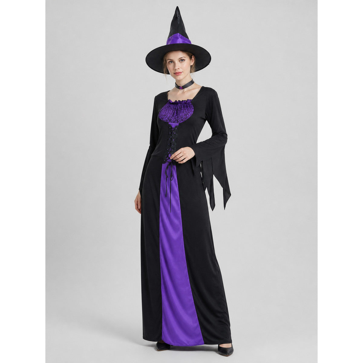 Witch Costume for Halloween: Dress, Hat, Collar Costume Dresses detail