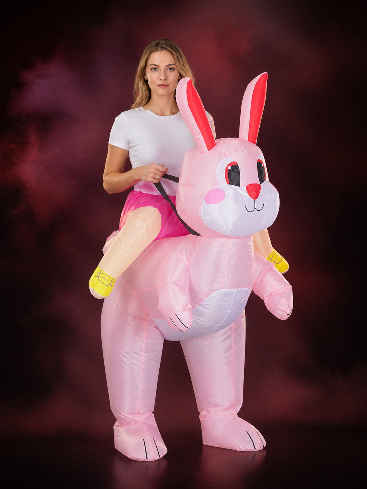 Unisex Pink Inflatable Bunny Costume, Funny Halloween Party Outfit