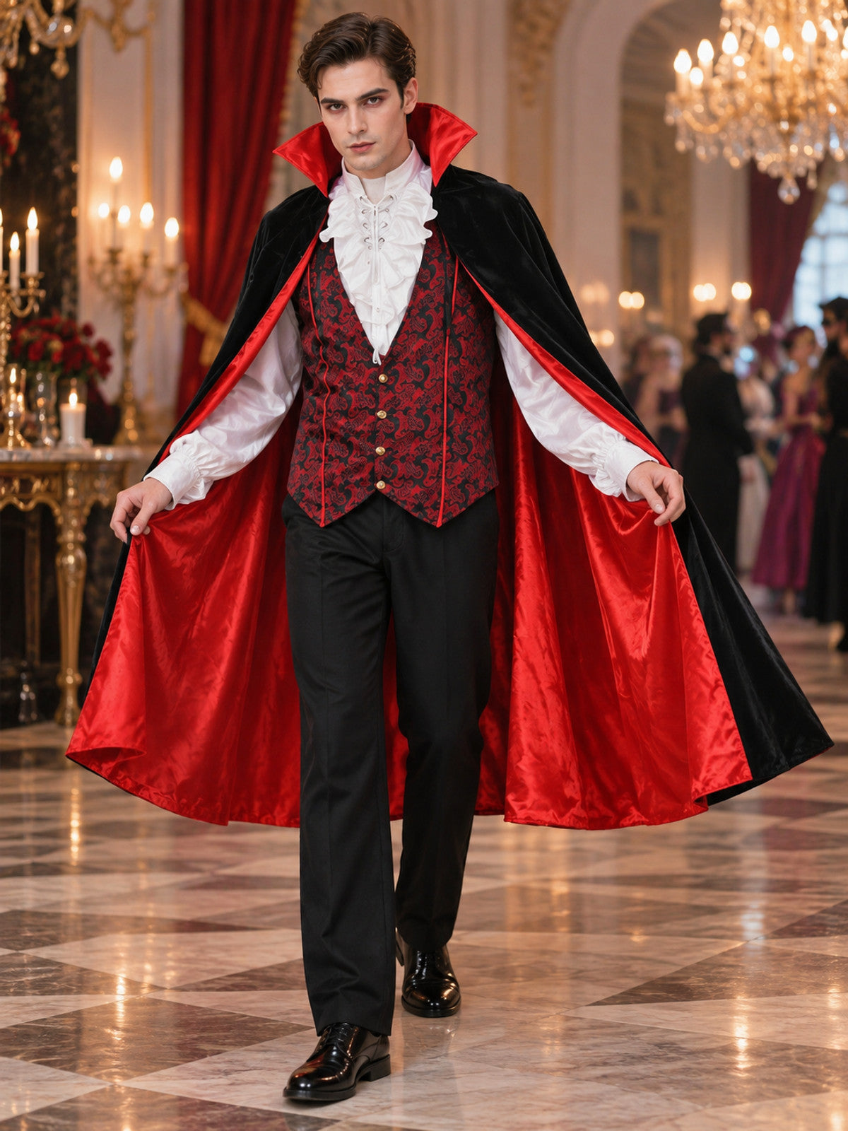 Vampire Costume: Cape, Vest, Shirt, Pants