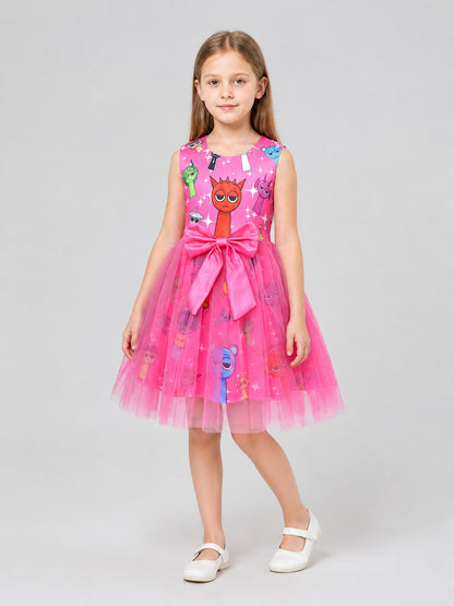 Sprunki Cosplay Dress with Full Tulle Skirt and Bow