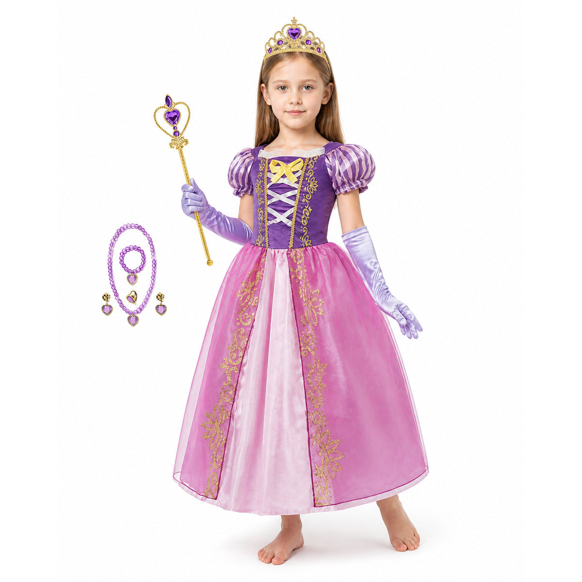 Rapunzel Princess Costume with Crown and Magic Wand Costume Headwear detail