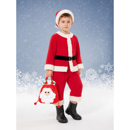 Red Santa Claus Costume with Hat and Bag Costume Headwear detail
