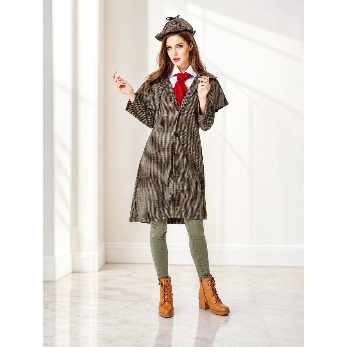 Sherlock Holmes-style detective costume with cap lifestyle