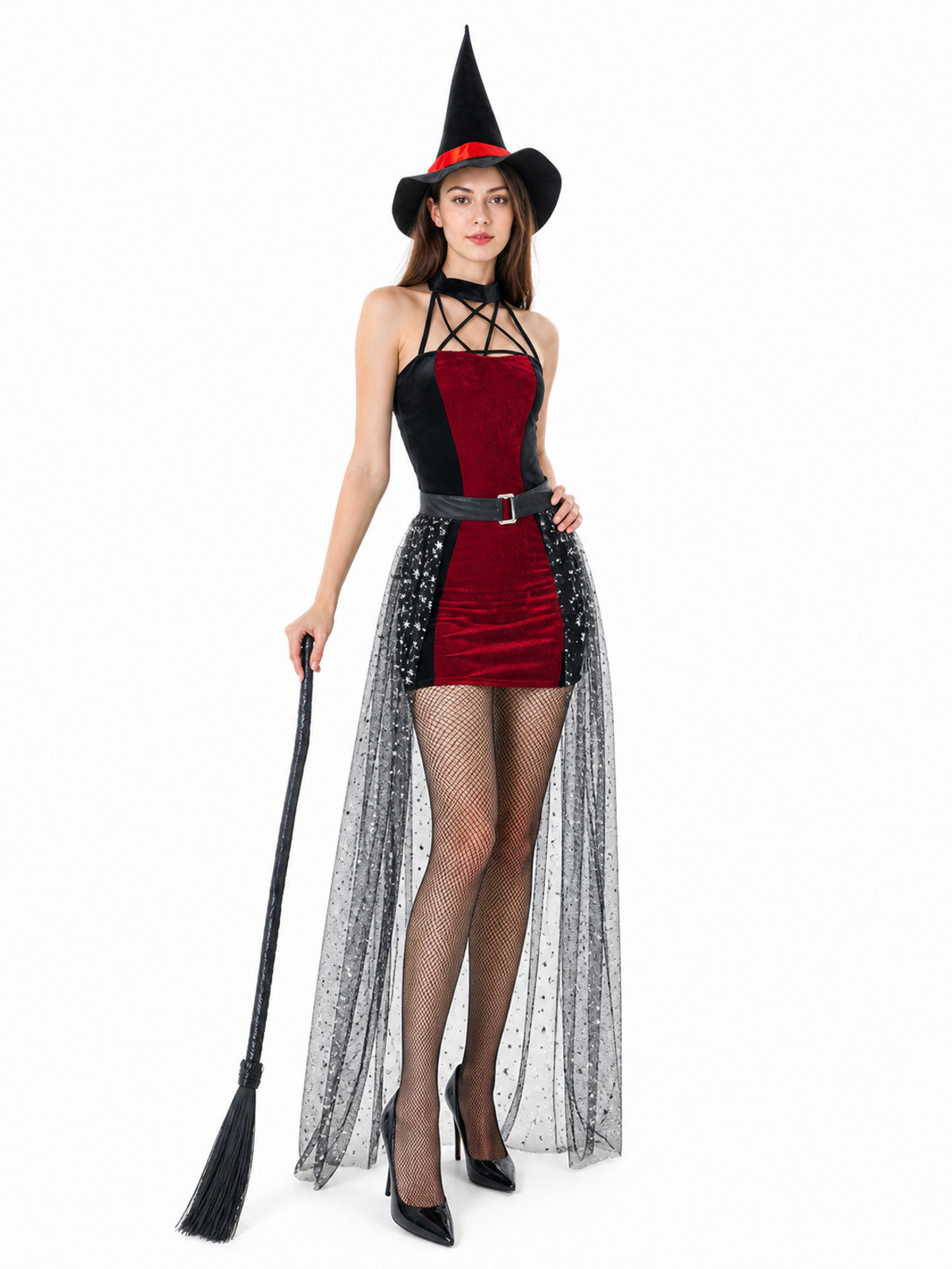 Witch Costume with Glittery Skirt and Hat Costume Headwear detail