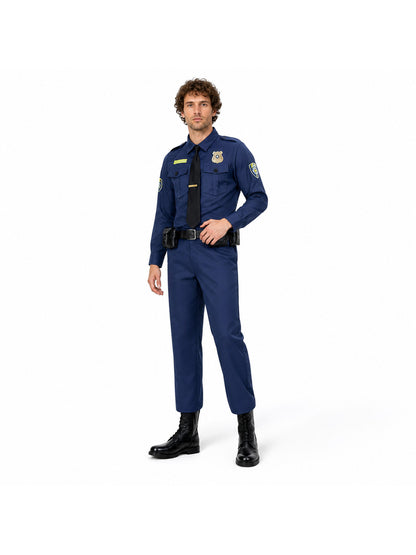 Police Costume with Belt and Pouches for Cosplay