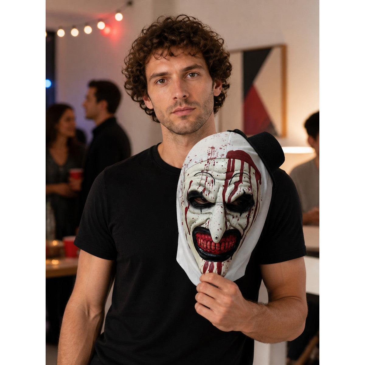 Horrifying Clown Carnival Mask for Halloween and Cosplay lifestyle view