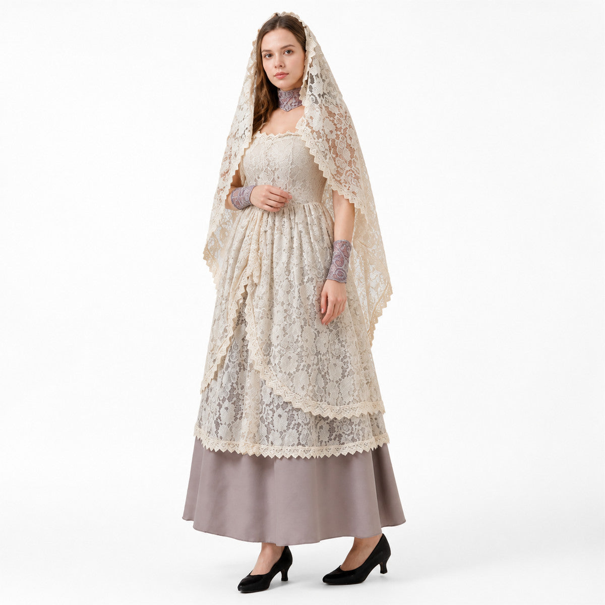 Lace Carnival Costume with Dress and Cape lifestyle