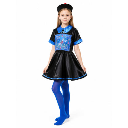 Zombie Costume: Dress with Blue Trim for Halloween Costume Dresses detail