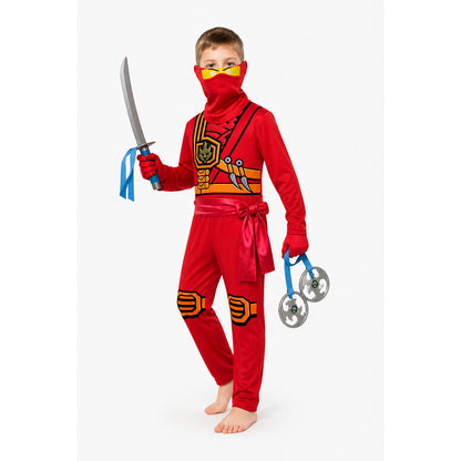 Red Ninja Costume with Sword and Mask for Parties Costume Masks detail