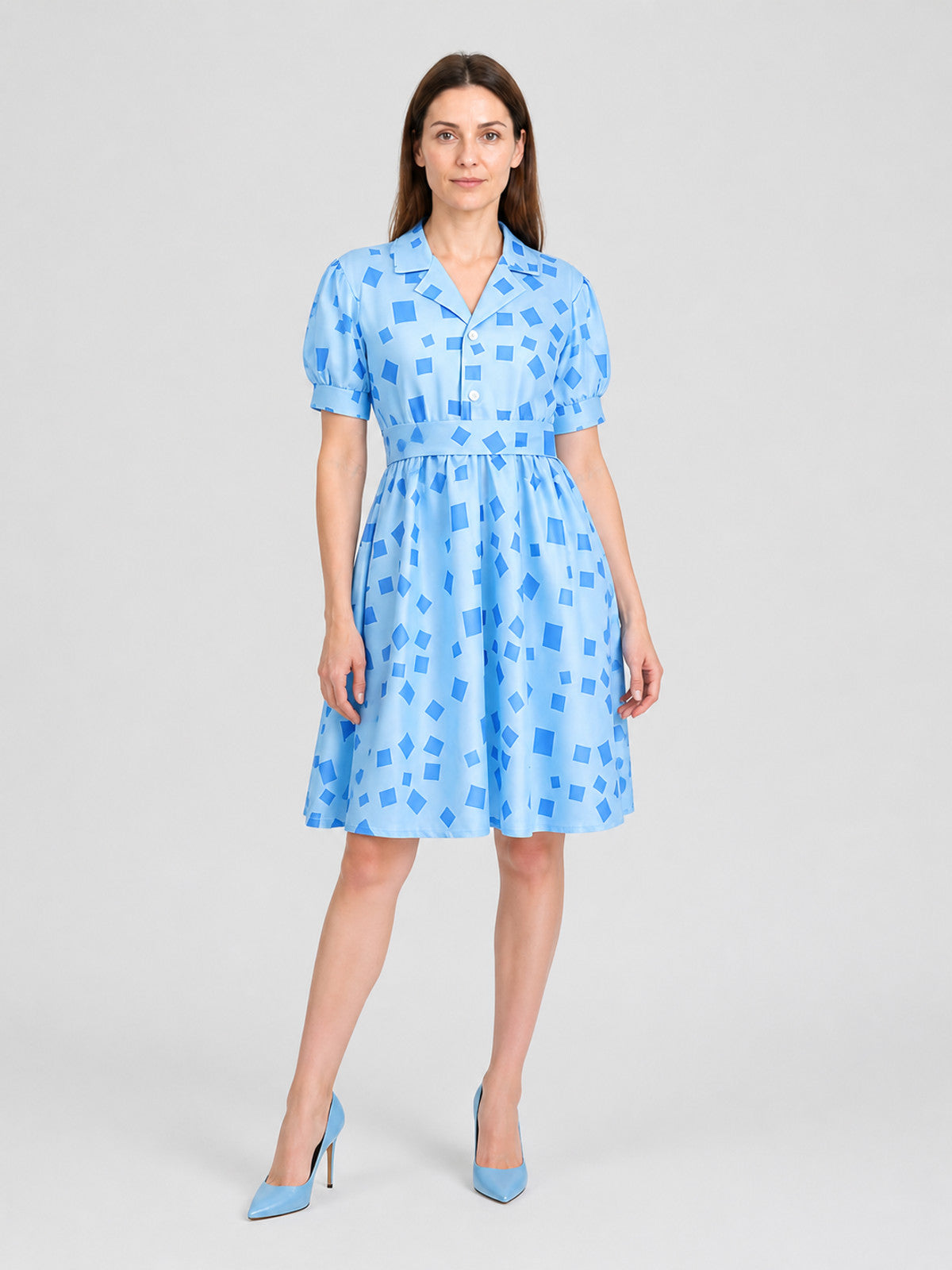 Matilda Cosplay Dress, Blue, with Collar Costume Dresses detail