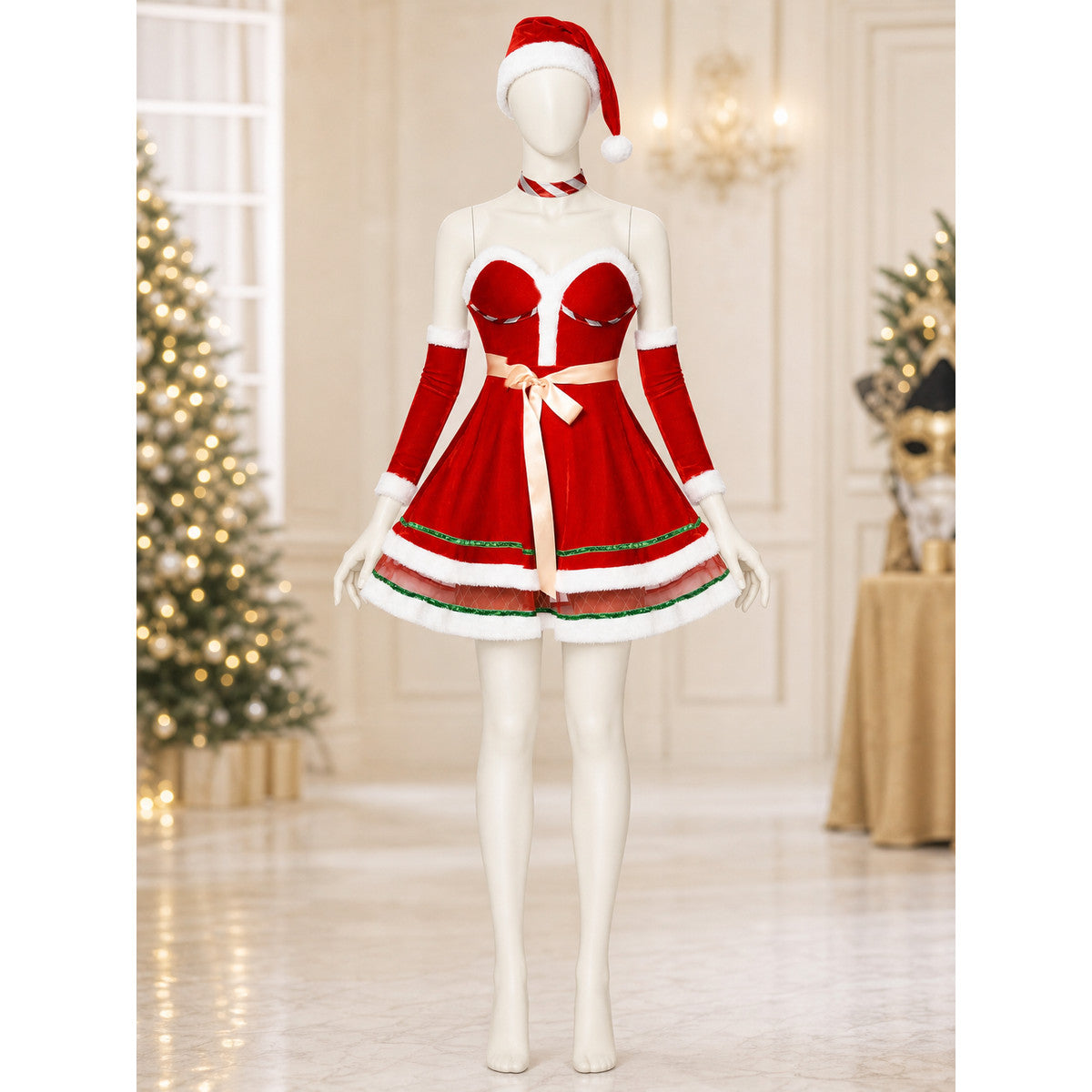 New Year's Costume Dress with Full Skirt and Trim