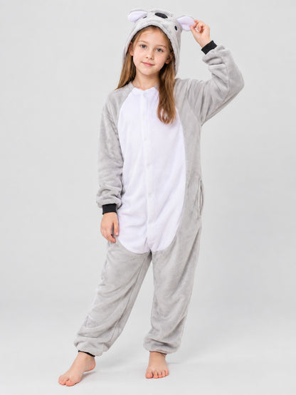 Flannel Hooded Pajama Jumpsuit with Ears