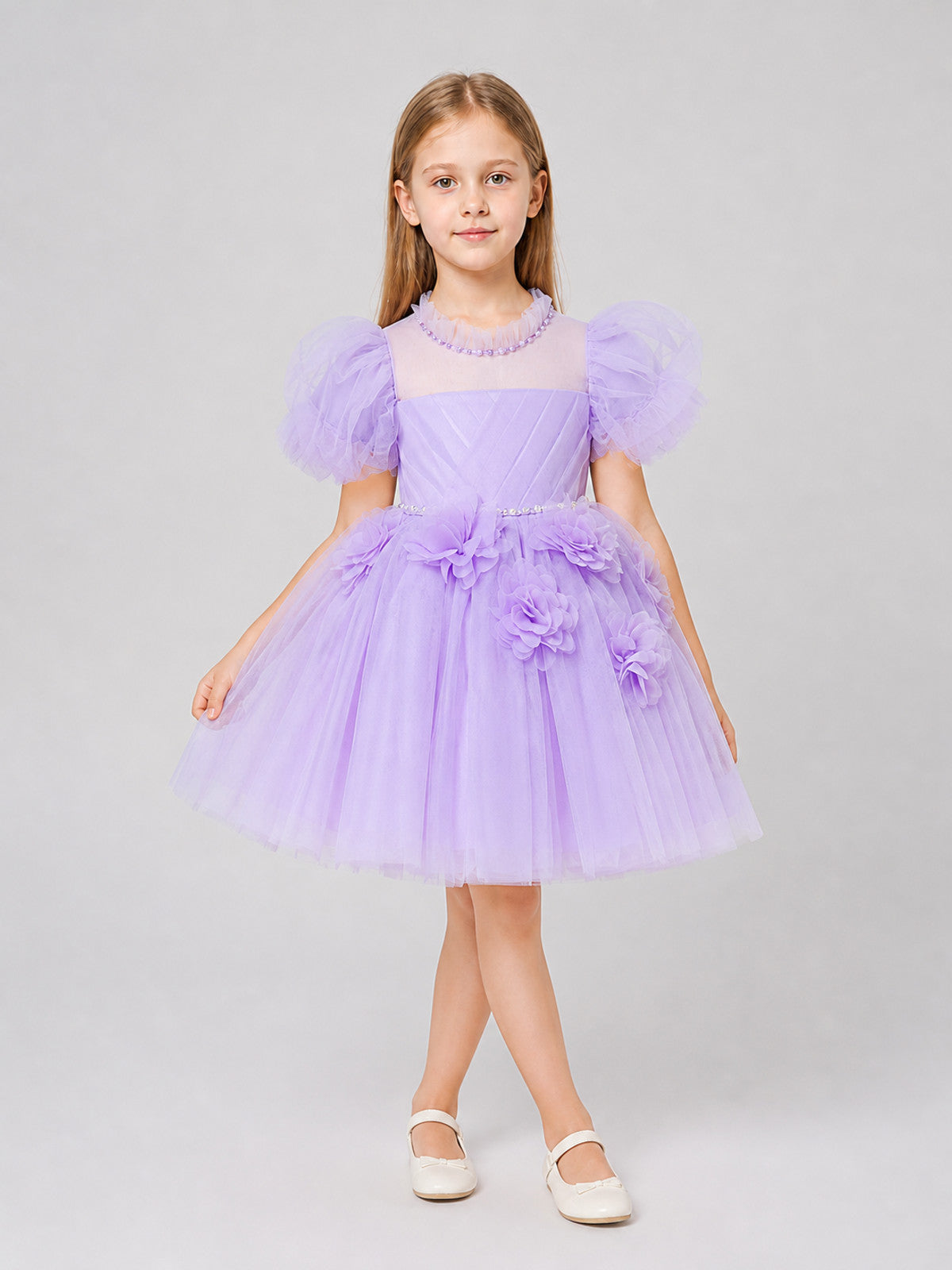 Party Dress with a Full Skirt and Puff Sleeves Costume Dresses detail