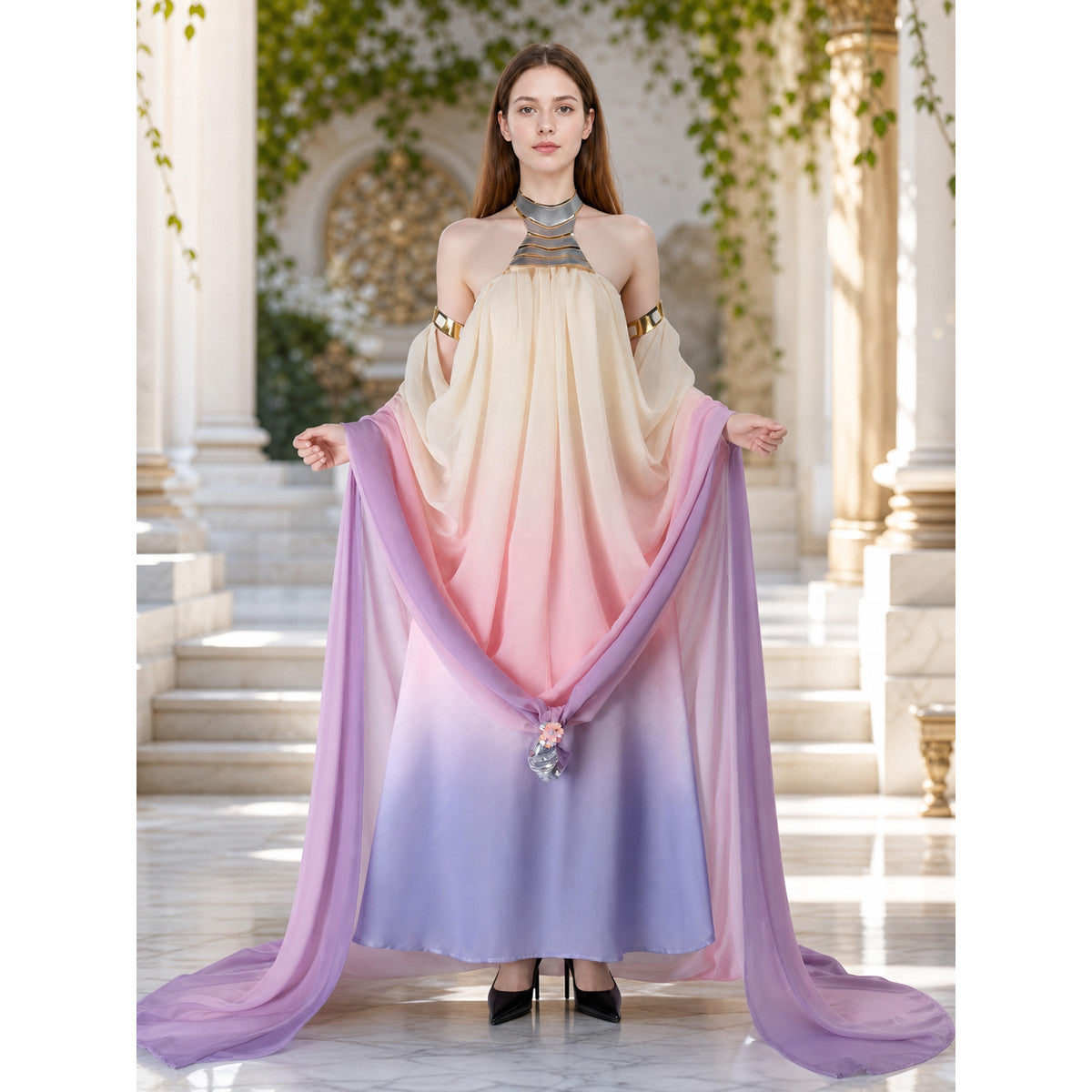 Amidala Cosplay Dress with Draping and Train lifestyle