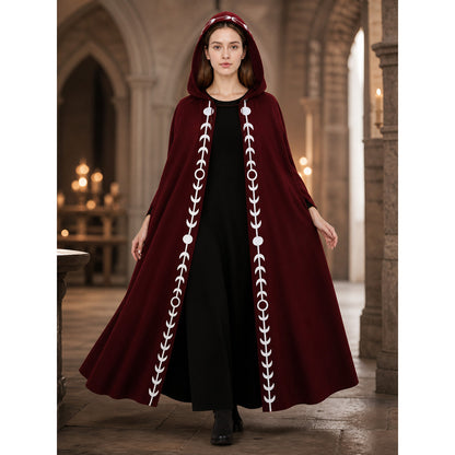 Long Hooded Cloak with White Trim for Cosplay lifestyle view
