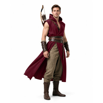 Long Hooded Sleeveless Red Cloak Costume Capes detail