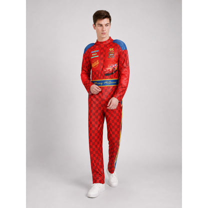 Racing Driver Cosplay Costume: Jumpsuit and Cap on-model front view