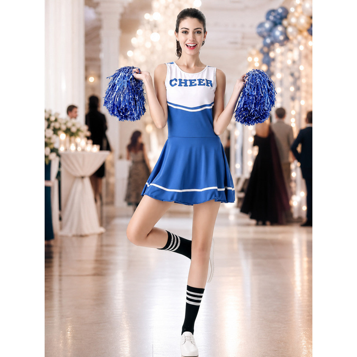 Blue Cheerleading Dress with “Cheer” Lettering