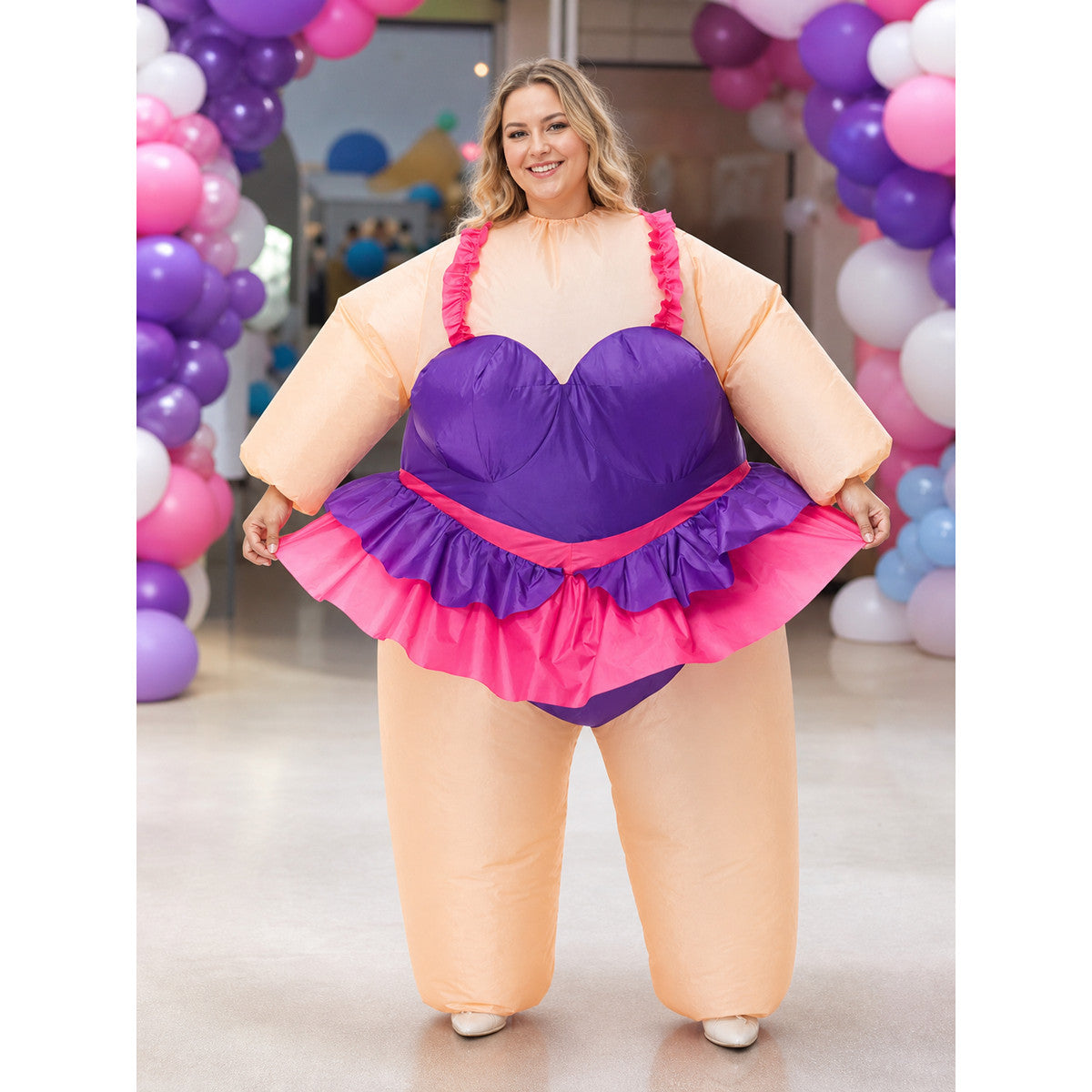 Inflatable clown costume in a ballet tutu style lifestyle view