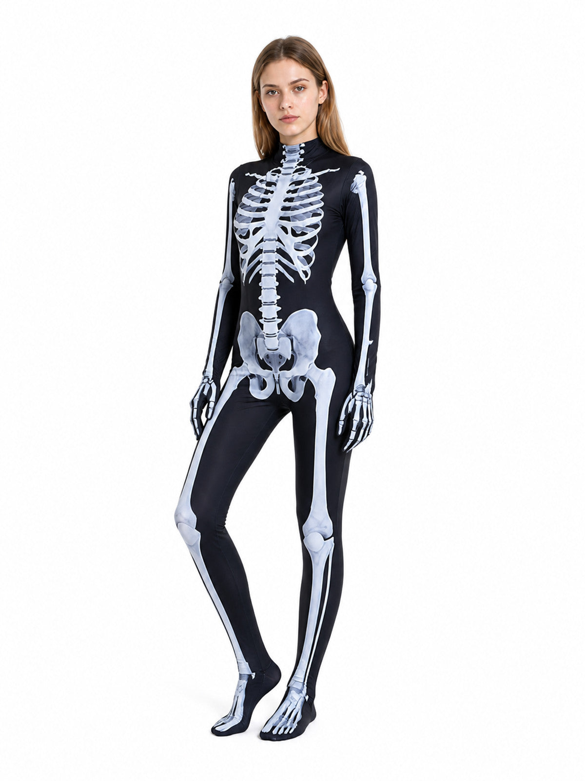 Black Skeleton Jumpsuit with White Print