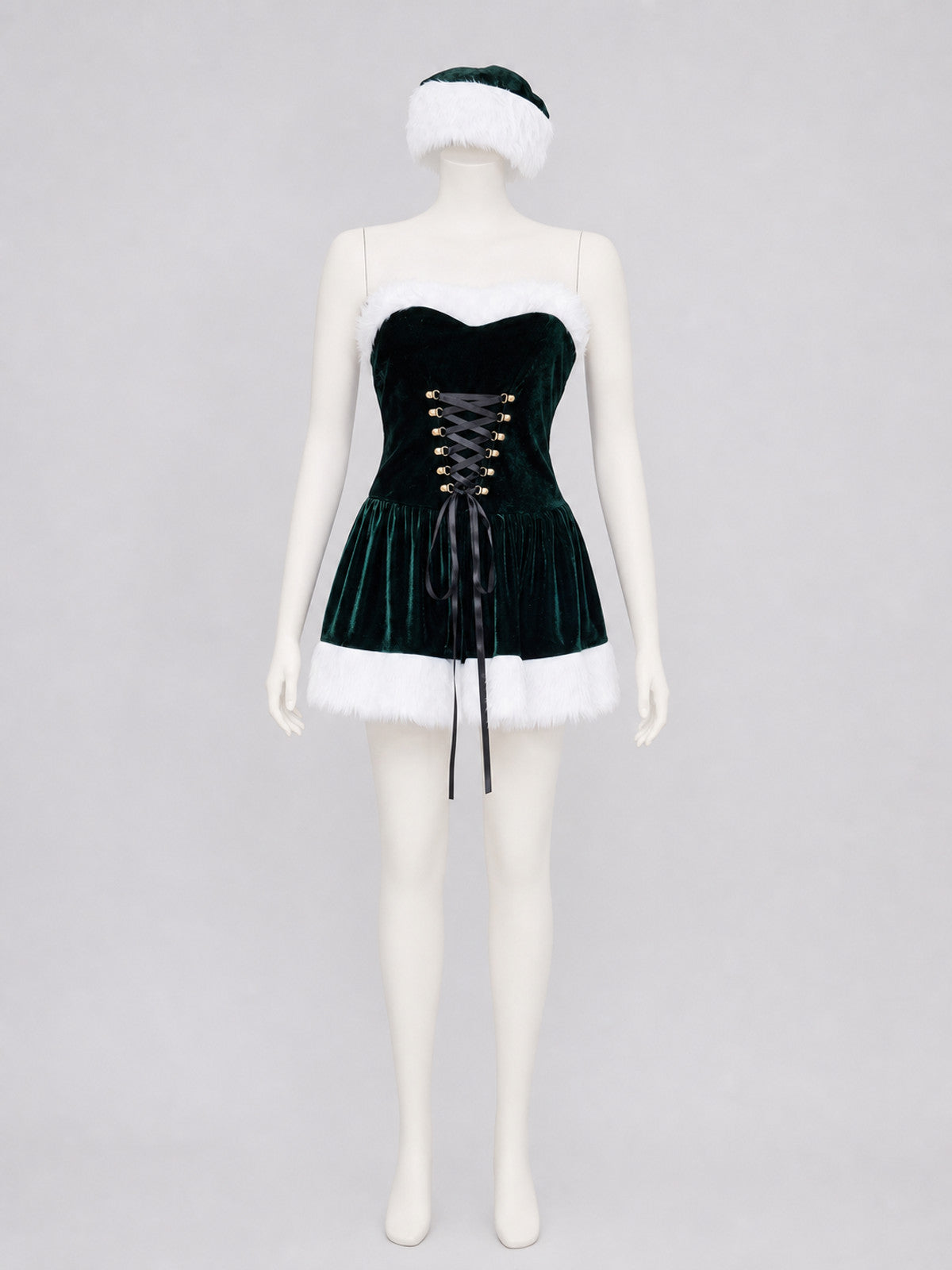 Festive cosplay dress with white trim