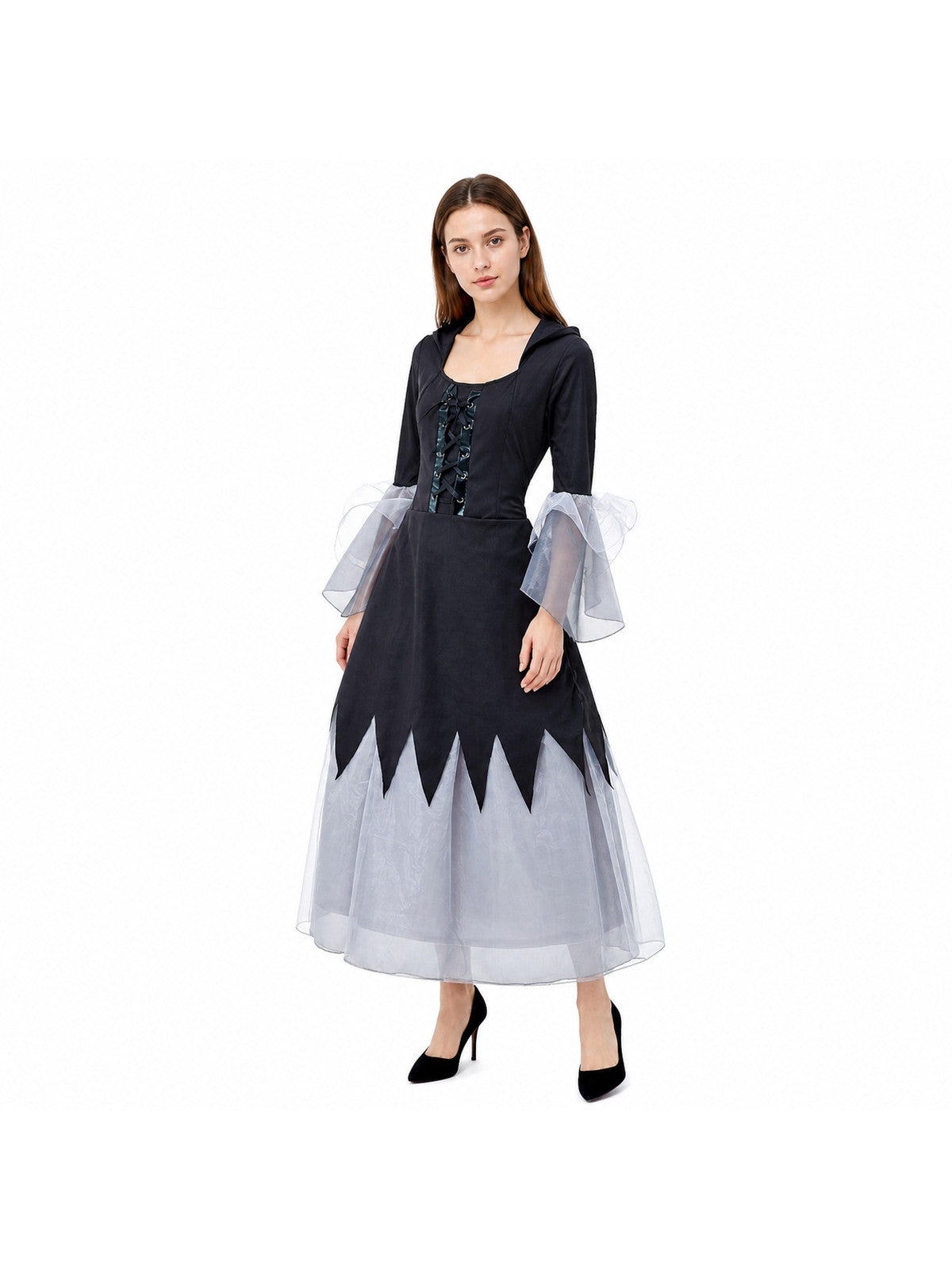 Halloween Dress with a Tattered Hem and Hood Costume Dresses detail