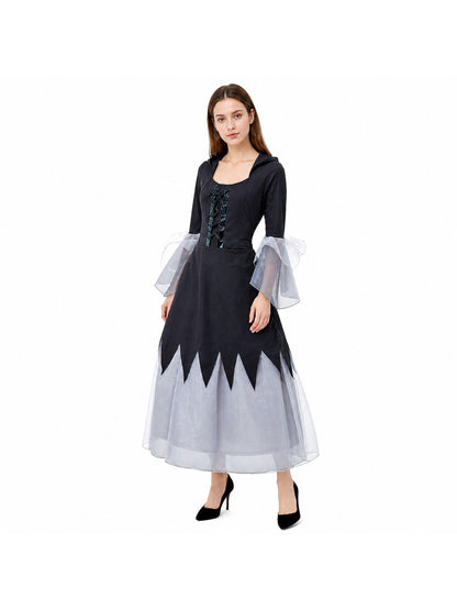 Halloween Dress with a Tattered Hem and Hood Costume Dresses detail