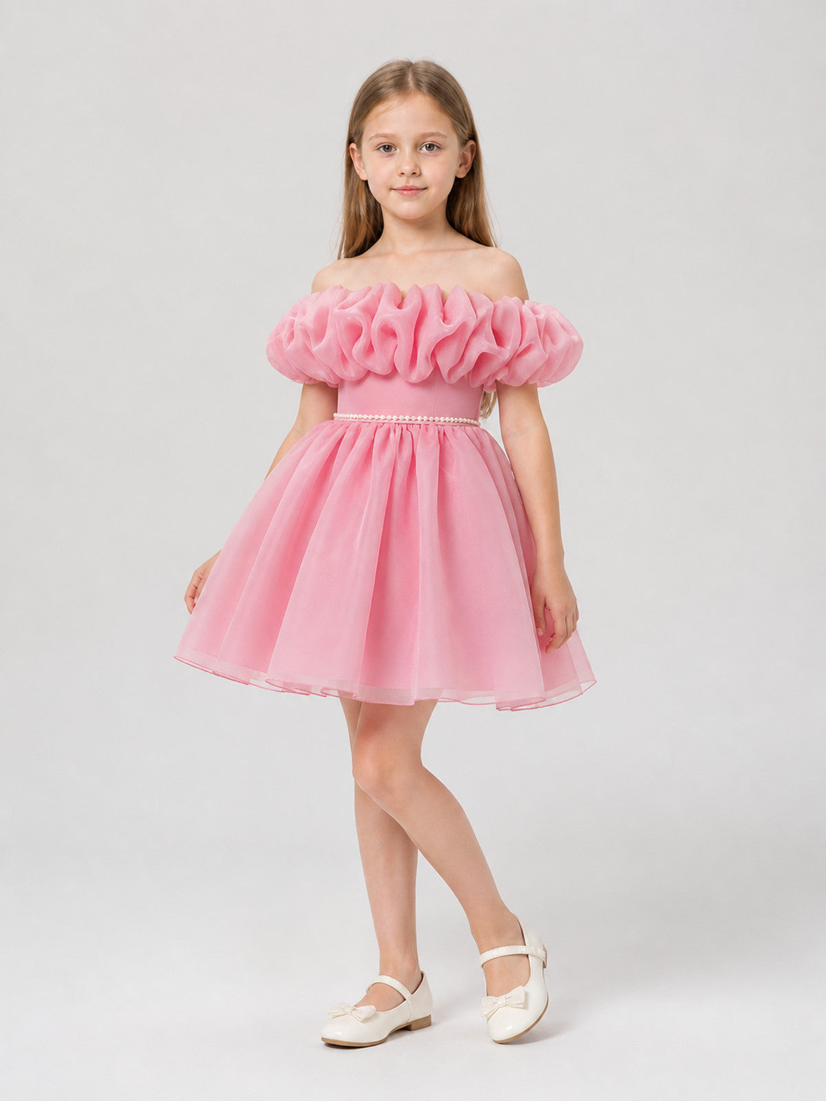 Girls' Tutu Dress with a Full Skirt and Pearl Waist Belt Costume Dresses detail
