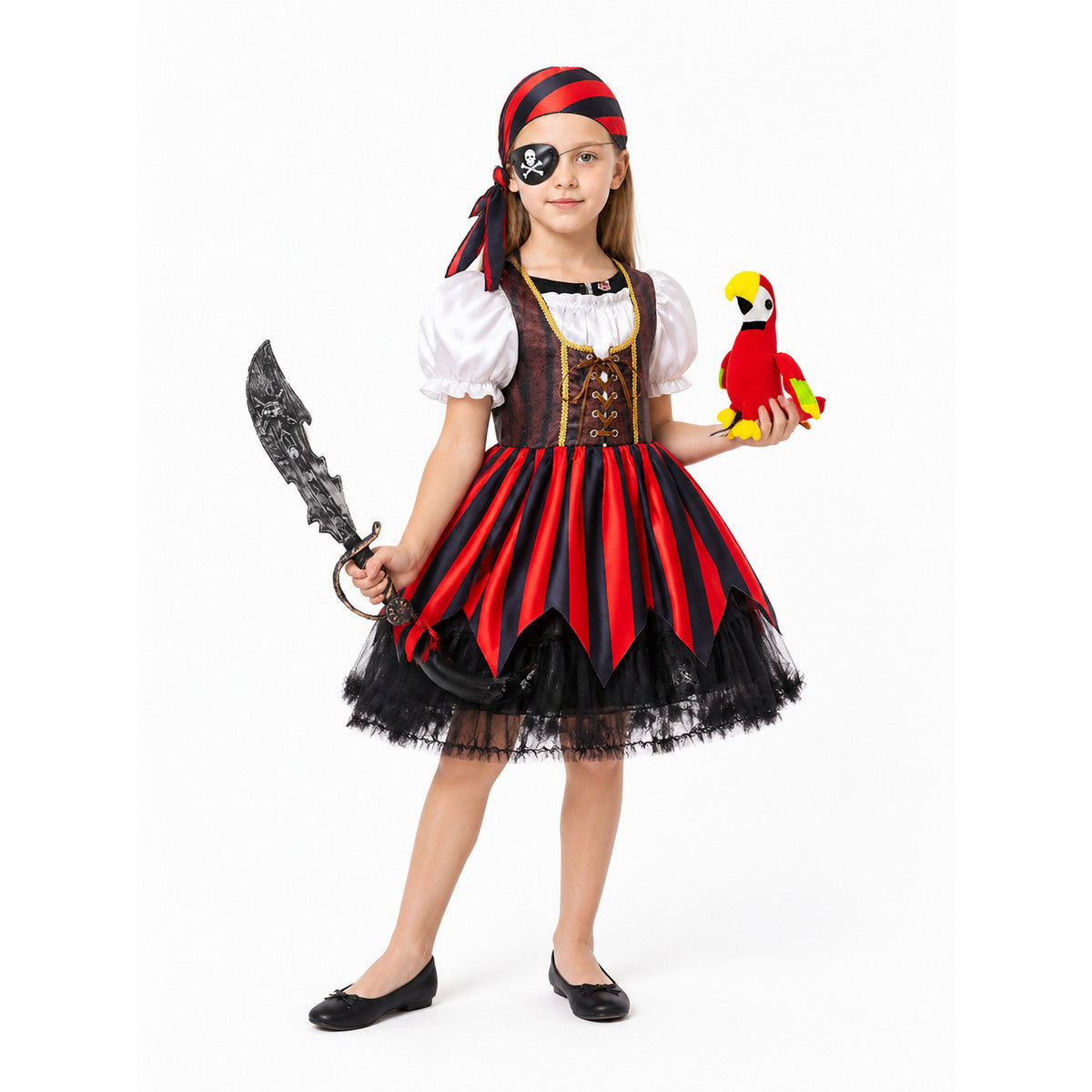 Red and Black Pirate Costume with Accessories Costume Accessories detail