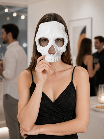 White Skeleton Carnival Mask for Halloween and Cosplay lifestyle view