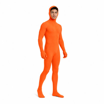 Full-Body Tight Fluorescent Orange Zentai Suit