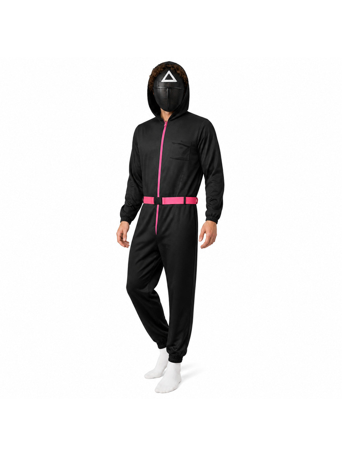 Black Cosplay Jumpsuit with Mask and Hood