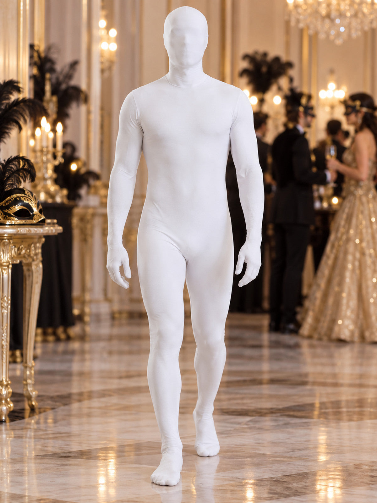 White Hooded Bodysuit with Long Sleeves