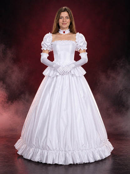 Cosplay costume white dress with gloves and choker