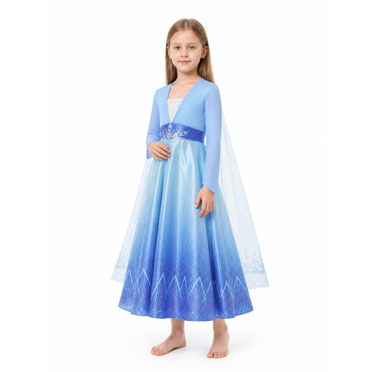 Princess Elsa Dress with Cape and Icy Pattern Costume Dresses detail